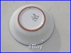 5 Vintage Pictorial Hand Painted Pottery Bowls Wall Hangers French / Spanish