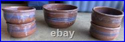 5 Vintage Tom Smith Pottery Raku Bowls, Autographed Matching Set