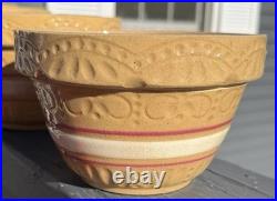 5pc VTG RRB Co. Roseville Ohio Stoneware Pottery 9, 8, 7, 6, 5 Mixing Bowls