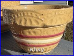 5pc VTG RRB Co. Roseville Ohio Stoneware Pottery 9, 8, 7, 6, 5 Mixing Bowls