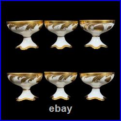 6x T&V Limoges France White Porcelain Compote Footed Bowl SIGNED BOHL gold trim