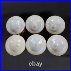 6x T&V Limoges France White Porcelain Compote Footed Bowl SIGNED BOHL gold trim