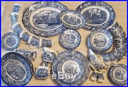 76 Pieces Vintage Liberty Blue Staffordshire Ironstone China Set Platters Bowls