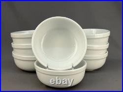 8 Vtg Pottery Barn WHITE Heavy Porcelain 6 Cereal / Soup Bowls 1990's