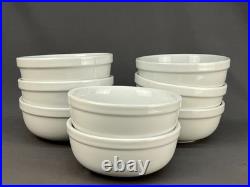 8 Vtg Pottery Barn WHITE Heavy Porcelain 6 Cereal / Soup Bowls 1990's