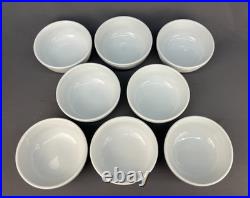 8 Vtg Pottery Barn WHITE Heavy Porcelain 6 Cereal / Soup Bowls 1990's