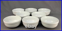 8 Vtg Pottery Barn WHITE Heavy Porcelain 6 Cereal / Soup Bowls 1990's