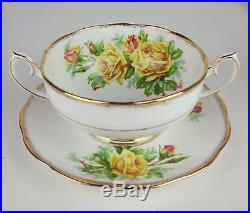 8 x Cream Soup Bowls w Saucers Royal Albert Yellow Tea Rose vintage England