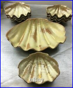 9 Pieces Frankoma T9t10 Clam Shell Bowl Set Tiki Beach Decor Dip Set Vintage MCM