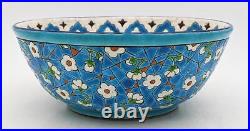 ANTIQUE LONGWY ENAMELLED POTTERY IZNIK PATTERN BOWL c1890