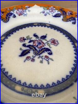 ANTIQUE Thomas Dimmock Oriental 11.5 Shallow Footed Bowl Dish Flow Blue