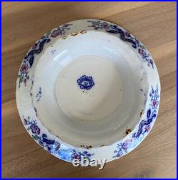 ANTIQUE Thomas Dimmock Oriental 11.5 Shallow Footed Bowl Dish Flow Blue