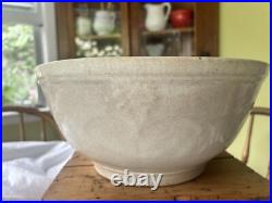 ANTIQUE VINTAGE WHITE Ironstone MIXING BOWLHEAVILY STAINED & CRAZEDEx. LgEARLY