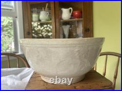 ANTIQUE VINTAGE WHITE Ironstone MIXING BOWLHEAVILY STAINED & CRAZEDEx. LgEARLY