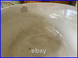 ANTIQUE VINTAGE WHITE Ironstone MIXING BOWLHEAVILY STAINED & CRAZEDEx. LgEARLY
