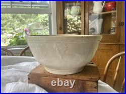 ANTIQUE VINTAGE WHITE Ironstone MIXING BOWLHEAVILY STAINED & CRAZEDEx. LgEARLY