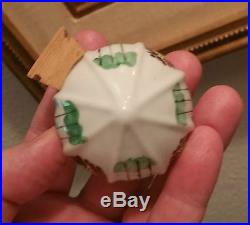 ANTIQUE chinese bird cage feeder bowl vtg pet water seed porcelain pottery art