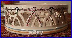 ANTIQUE french champagne bottle coaster vtg majolica table art pottery wine bowl