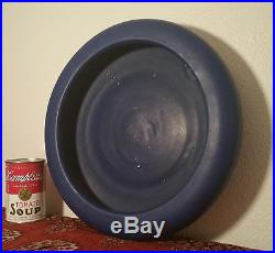 ARTS & CRAFTS shallow bowl vtg blue matt glaze teco deco catalina california