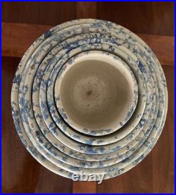 ATQ SET of 7 REDWING SPONGEWARE PANELED CROCK NESTED BOWLS SIZE 5 6 7 8 9 10 11