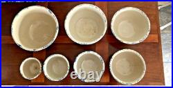 ATQ SET of 7 REDWING SPONGEWARE PANELED CROCK NESTED BOWLS SIZE 5 6 7 8 9 10 11