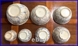 ATQ SET of 7 REDWING SPONGEWARE PANELED CROCK NESTED BOWLS SIZE 5 6 7 8 9 10 11