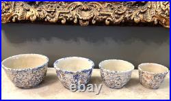 ATQ SET of 7 REDWING SPONGEWARE PANELED CROCK NESTED BOWLS SIZE 5 6 7 8 9 10 11
