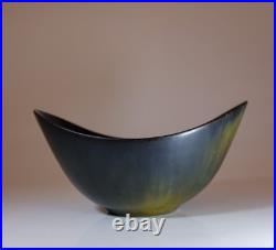 A Black & Green Vintage Ceramic Bowl Gunnar Nylund Rörstrand Midcentury Modern