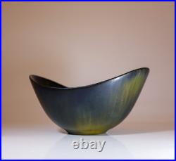 A Black & Green Vintage Ceramic Bowl Gunnar Nylund Rörstrand Midcentury Modern