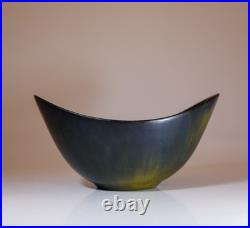 A Black & Green Vintage Ceramic Bowl Gunnar Nylund Rörstrand Midcentury Modern