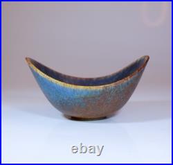 A Blue & Brown Vintage Ceramic Bowl Gunnar Nylund Rörstrand Sweden 1950s