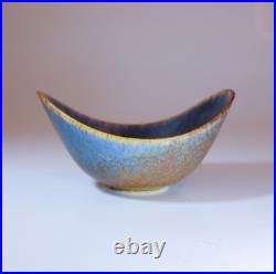 A Blue & Brown Vintage Ceramic Bowl Gunnar Nylund Rörstrand Sweden 1950s