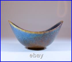 A Blue & Brown Vintage Ceramic Bowl Gunnar Nylund Rörstrand Sweden 1950s