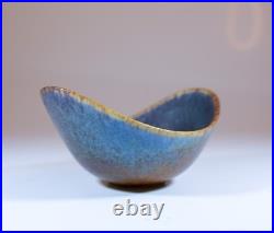 A Blue & Brown Vintage Ceramic Bowl Gunnar Nylund Rörstrand Sweden 1950s