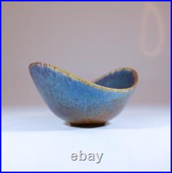 A Blue & Brown Vintage Ceramic Bowl Gunnar Nylund Rörstrand Sweden 1950s