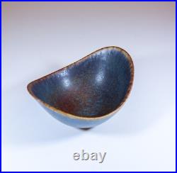 A Blue & Brown Vintage Ceramic Bowl Gunnar Nylund Rörstrand Sweden 1950s