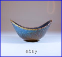 A Blue & Brown Vintage Ceramic Bowl Gunnar Nylund Rörstrand Sweden 1950s