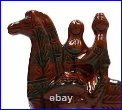 A vintage USSR pottery horse and riders sculpture Zakarpatje 1960's 60's