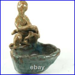 Abstract Brutalist Vintage Unsigned Sculpture Fired Glazed Pottery Sculpture