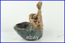 Abstract Brutalist Vintage Unsigned Sculpture Fired Glazed Pottery Sculpture