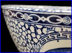 Adams Chinese Bird Large Bowl Blue and White Pottery RARE