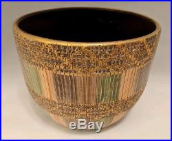 Aldo Londi Italy Art Pottery Bitossi Pastel Gold Bowl Vessel Planter Vtg 50s