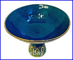 Aldo Londi for Bitossi Pottery Rimini Blu Pedestal Centerpiece Bowl