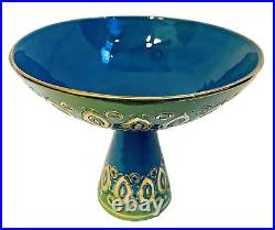 Aldo Londi for Bitossi Pottery Rimini Blu Thai Silk Pedestal Centerpiece Bowl