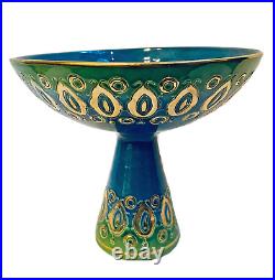Aldo Londi for Bitossi Pottery Rimini Blu Thai Silk Pedestal Centerpiece Bowl