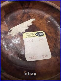 Alvino Bagni Orange Brown Autumn Sunset Pottery Bowl withLid MCM Italy