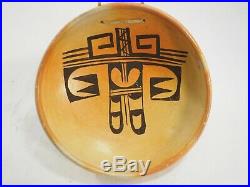Annette Silas(1915-1990) Vintage Hopi Hanging Pottery Bowl Black on Red 7.75