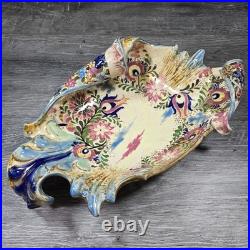 Antique 1880-1895 Fischer J. Budapest Hungarian Majolica Reticulated Centerpiece
