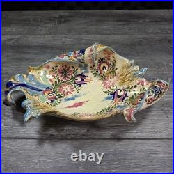 Antique 1880-1895 Fischer J. Budapest Hungarian Majolica Reticulated Centerpiece
