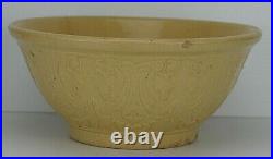 Antique 1880's Large Yellow Ware Stoneware Embossed Philadelphia Pottery Mixing